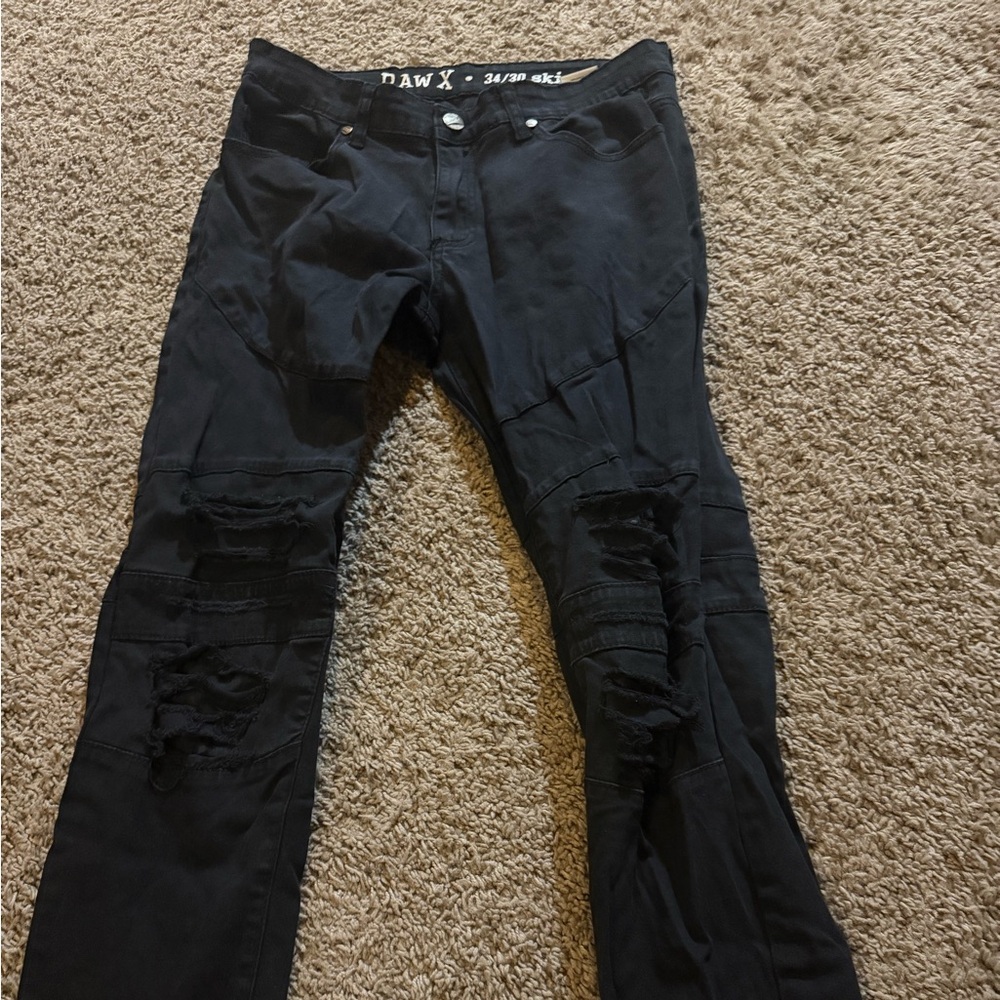 Raw X Black Distressed Women Jeans 34x30